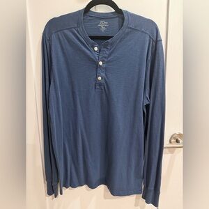 J. Crew Men's Long-Sleeve Henley in Navy Blue